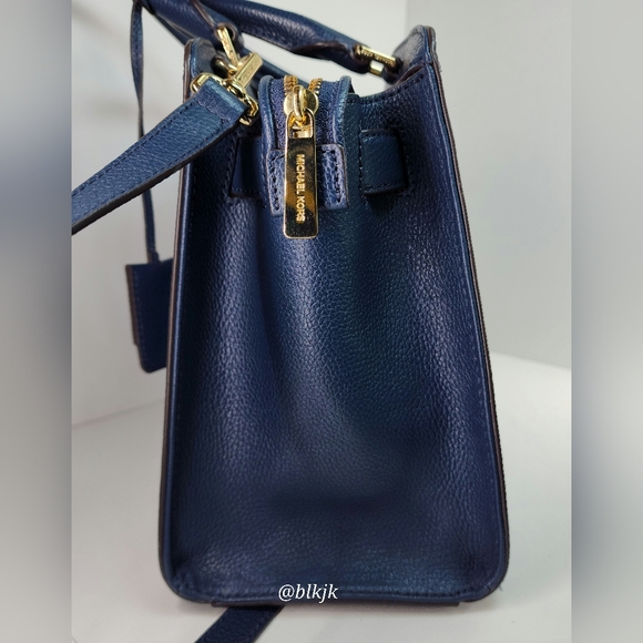 Michael Kors Karson Large Leather Satchel And Wallet Set *Denim/Navy* EUC - Picture 8 of 17